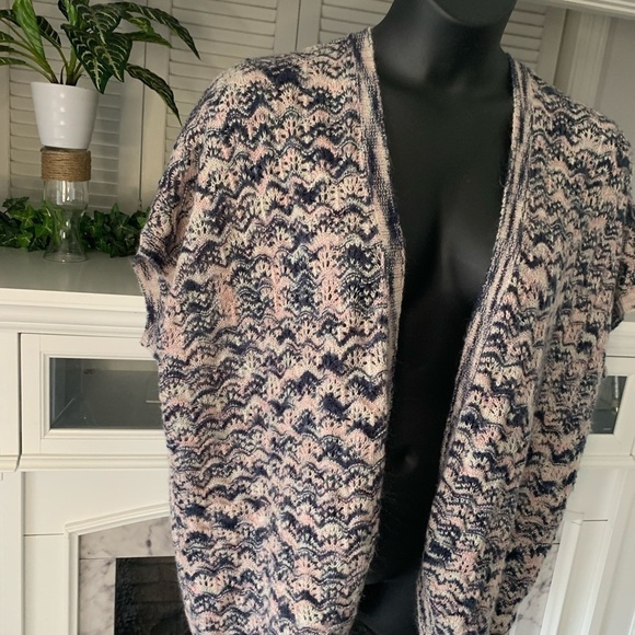 Motherhood maternity cardigan cozy pink blue oversized short sleeve sweater OS - Picture 5 of 7